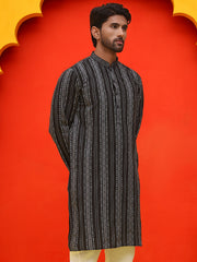 Self Design Straight Kurta For Men ( KO 5232 Black ) [FF] [H-3]