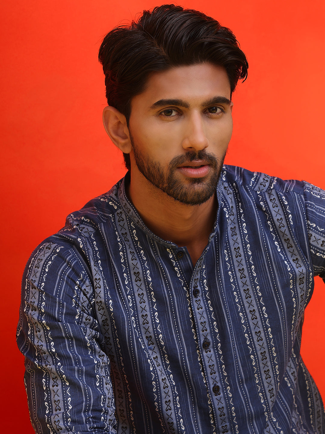 Self Design Straight Kurta For Men ( KO 5232 Blue ) [FF] [H-3]