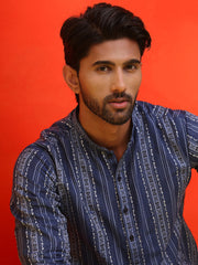 Self Design Straight Kurta For Men ( KO 5232 Blue ) [FF] [H-3]