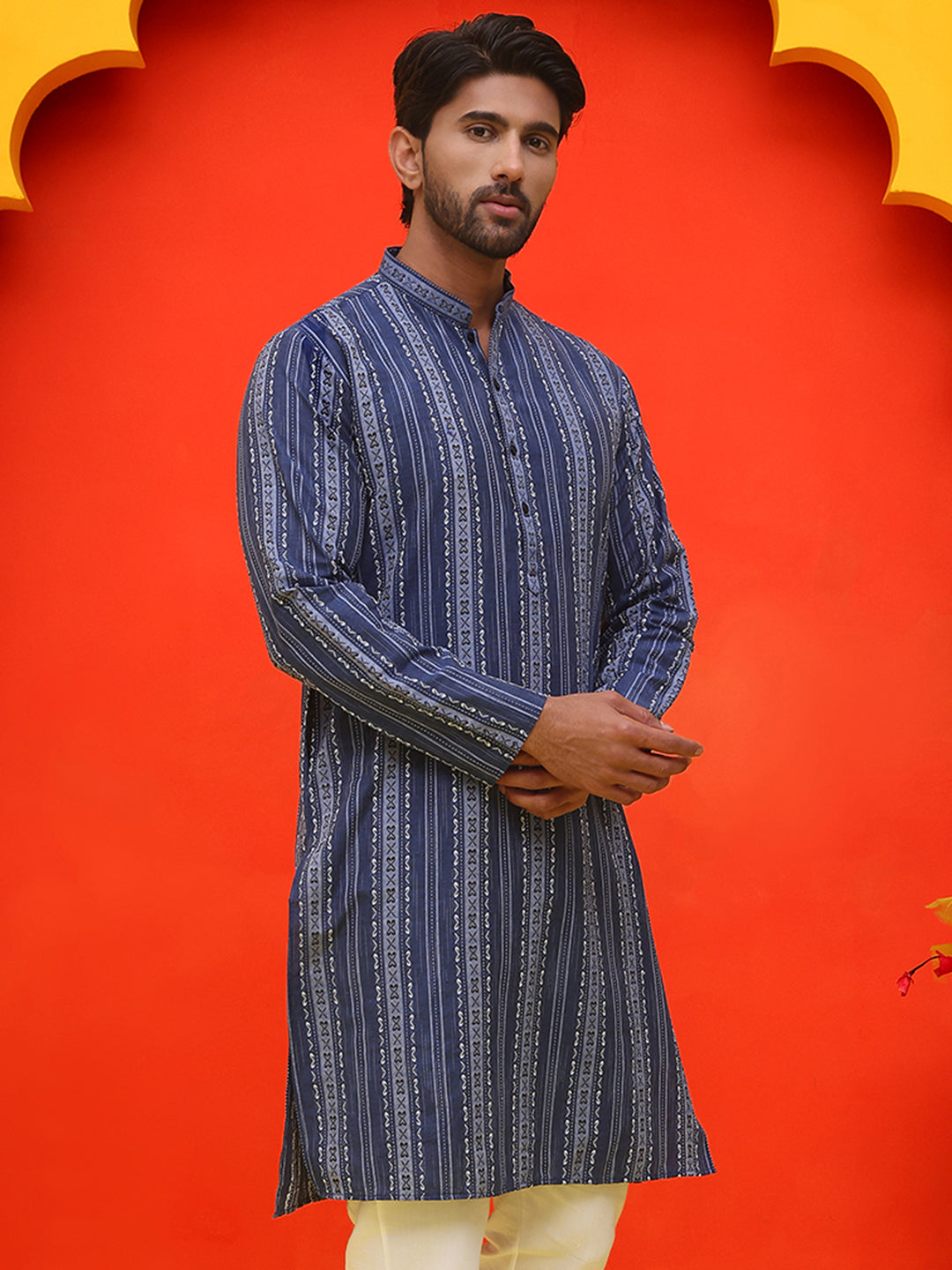 DesiQlo Men Woven Design Kurta Only - Blue - KO_5232Blue_S