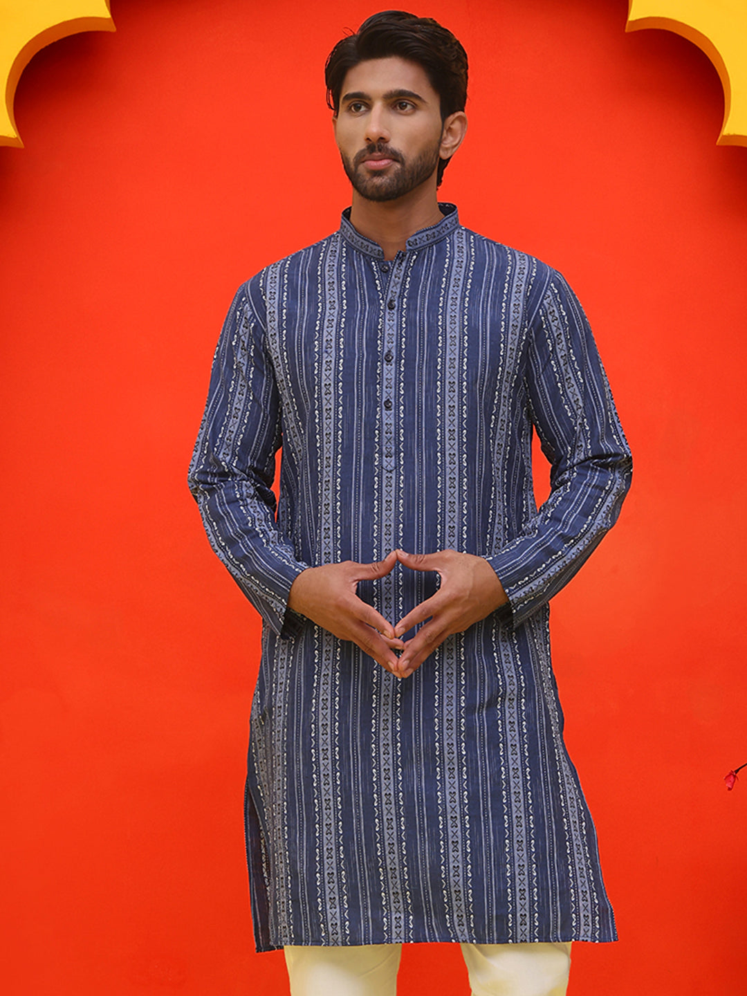 DesiQlo Men Woven Design Kurta Only - Blue - KO_5232Blue_S