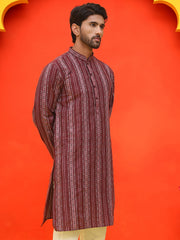 Self Design Straight Kurta For Men ( KO 5232 Maroon ) [FF] [H-3]
