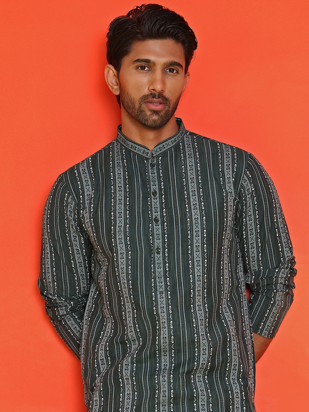 Self Design Straight Kurta For Men ( KO 5232 Olive ) [FF] [H-3]