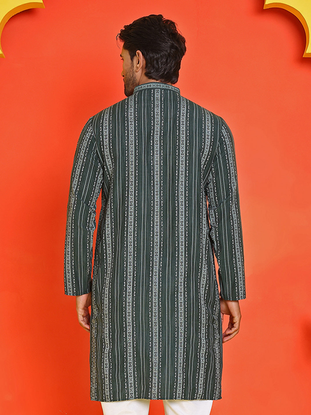 DesiQlo Men Woven Design Kurta Only - Green - KO_5232Olive_S