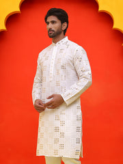 Embroidered & Sequins Kurtas ( KO 5233 White ) [FF] [S-2-3]