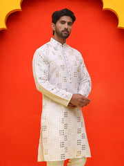 Embroidered & Sequins Kurtas ( KO 5233 White ) [FF] [S-2-3]