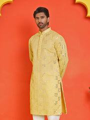Embroidered & Sequins Kurtas ( KO 5233 Yellow ) [FF] [S-2-3]