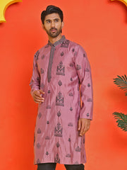 Embroidered Silk Blend Kurtas ( KO 5234 Magenta ) [FF] [H-7]
