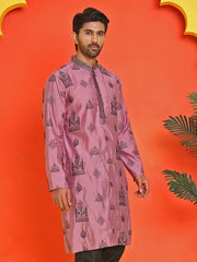 Embroidered Silk Blend Kurtas ( KO 5234 Magenta ) [FF] [H-7]