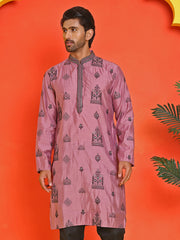 Embroidered Silk Blend Kurtas ( KO 5234 Magenta ) [FF] [H-7]