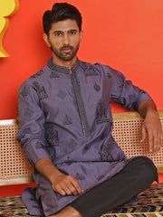 Embroidered Silk Blend Kurtas ( KO 5234 Purple ) [FF] [H-7]