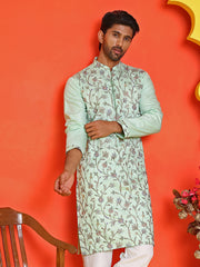 Floral Embroidered Straight Kurtas ( KO 5236 Sky ) [FF] [J-4-5]