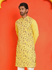 Floral Embroidered Straight Kurtas ( KO 5236 Yellow ) [FF] [J-4-5]