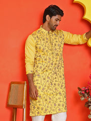Floral Embroidered Straight Kurtas ( KO 5236 Yellow ) [FF] [J-4-5]