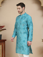 Stylish Blue Kurtas with Artistic Teal Paisley Print ( KO 5242 Blue ) [FF] [ I1 ]