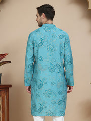 Stylish Blue Kurtas with Artistic Teal Paisley Print ( KO 5242 Blue ) [FF] [ I1 ]