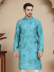 Stylish Blue Kurtas with Artistic Teal Paisley Print ( KO 5242 Blue ) [FF] [ I1 ]
