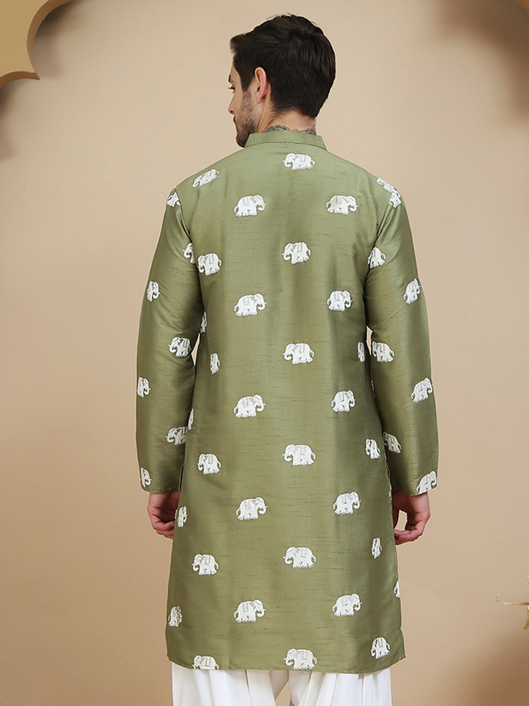 DesiQlo Men Embroidered Kurta Only - Green - KO_5247Pista_S