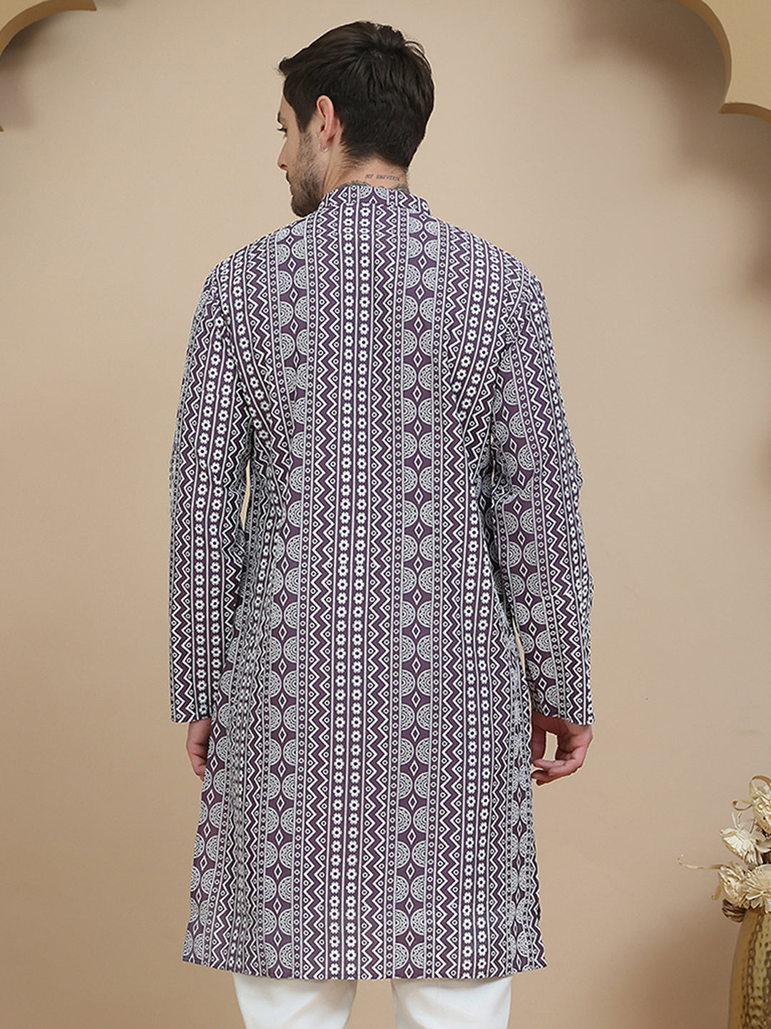 DesiQlo Men Printed Kurta Only - Purple - KO_5250Purple_S