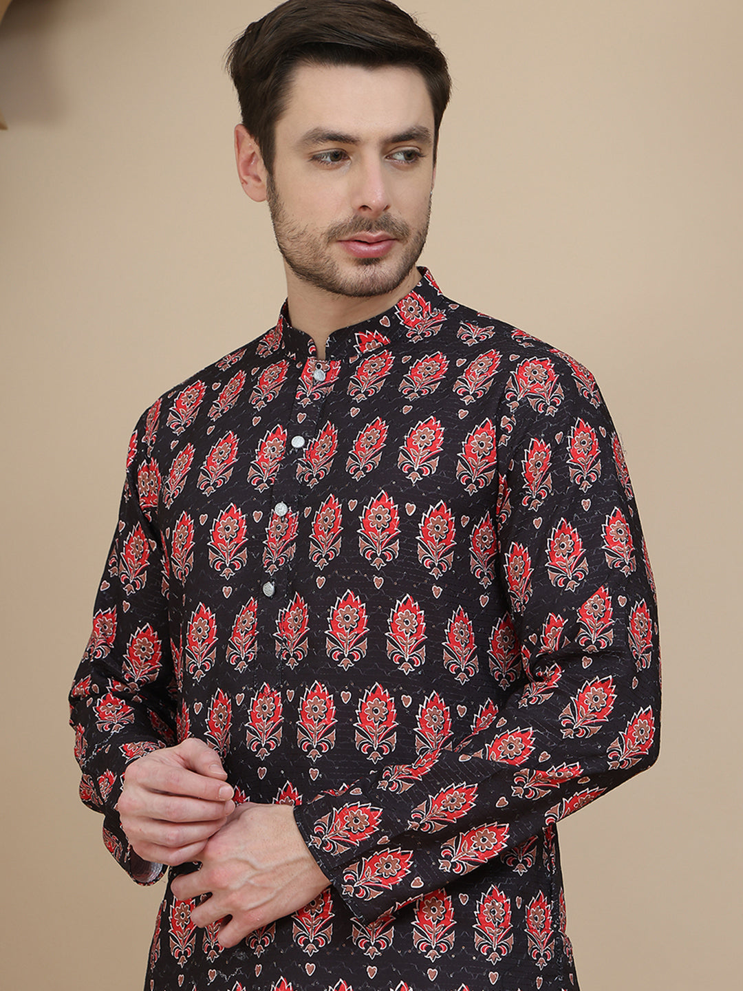 DesiQlo Men Printed Kurta Only - Black - KO_5251Black_S