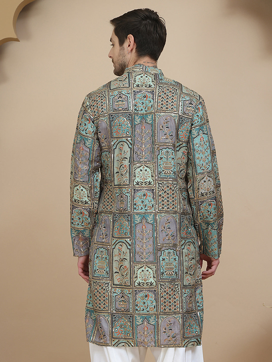 DesiQlo Men Embroidered Kurta Only - Blue - KO_5254Blue_S