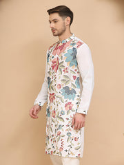 White Embroidered Kurta with Sequins & Zari Work ( KO 5255 White ) [FF] [I - 1-4]