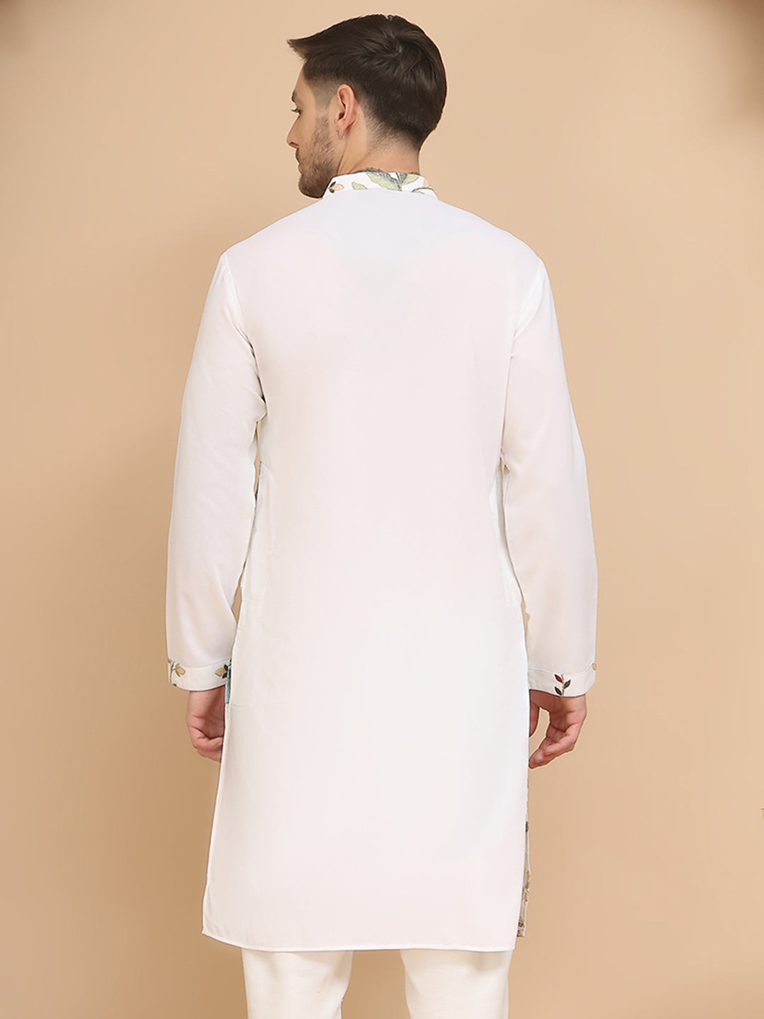 DesiQlo Men Embroidered Kurta Only - White - KO_5255White_S