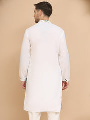 White Embroidered Kurta with Sequins & Zari Work ( KO 5255 White ) [FF] [I - 1-4]