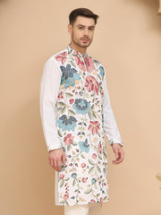 White Embroidered Kurta with Sequins & Zari Work ( KO 5255 White ) [FF] [I - 1-4]