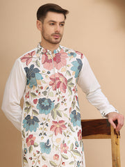 White Embroidered Kurta with Sequins & Zari Work ( KO 5255 White ) [FF] [I - 1-4]