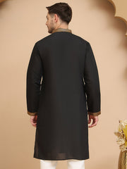 Silk Blend Kurtas with Golden Eagle Embroidery ( KO 5256 Black ) [FF] [N-5-6]