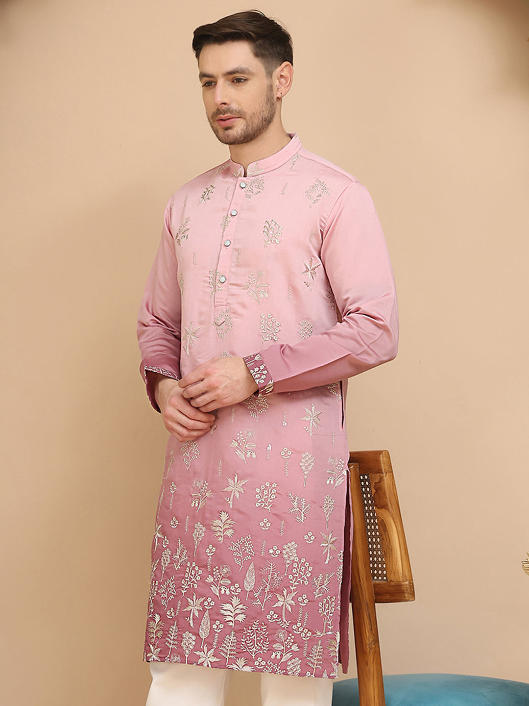 Ombre & Embroidered Kurtas ( KO 5257 Pink ) [FF] [Q-9]