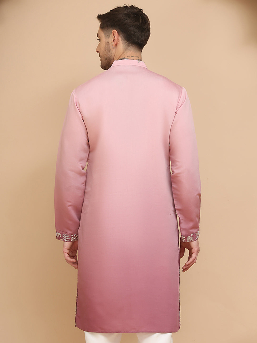 DesiQlo Men Embroidered Kurta Only - Pink - KO_5257Pink_S