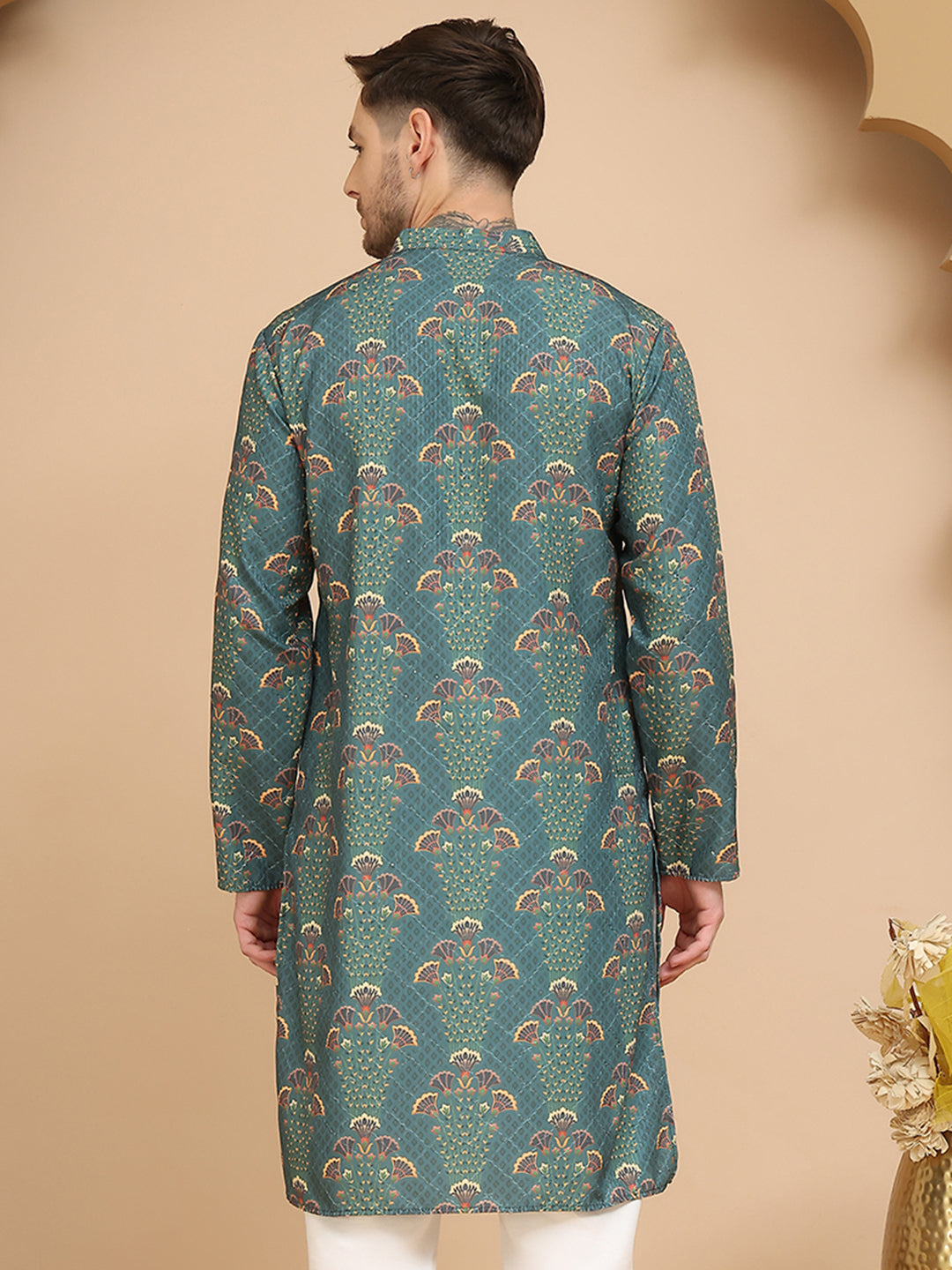 DesiQlo Men Printed Kurta Only - Green - KO_5259Green_S