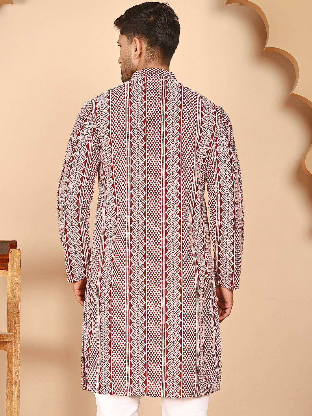 DesiQlo Men Embroidered Kurta Only - Maroon - KO_5264Maroon_S