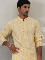 Embroidered Cotton Kurta (KO 5264 Yellow ) [FF] [O-10]