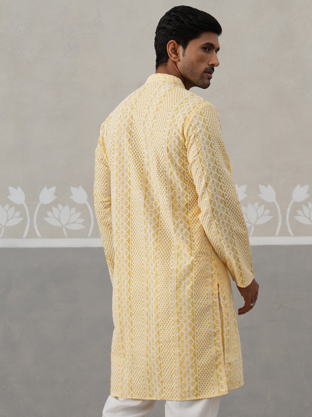 DesiQlo Men Embroidered Kurta Only - Yellow - KO_5264Yellow_S