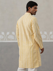 Embroidered Cotton Kurta (KO 5264 Yellow ) [FF] [O-10]