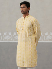 Embroidered Cotton Kurta (KO 5264 Yellow ) [FF] [O-10]