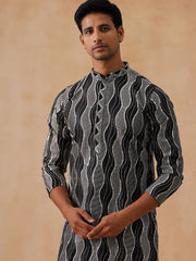 Silk Blend Kurtas with Mirror Work Embroidery ( KO 5265 Black ) [FF] [I-1-4]