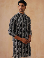 Silk Blend Kurtas with Mirror Work Embroidery ( KO 5265 Black ) [FF] [I-1-4]