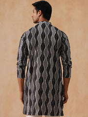Silk Blend Kurtas with Mirror Work Embroidery ( KO 5265 Black ) [FF] [I-1-4]
