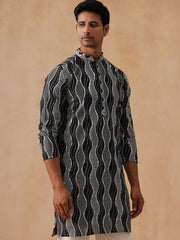 Silk Blend Kurtas with Mirror Work Embroidery ( KO 5265 Black ) [FF] [I-1-4]
