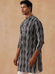 Silk Blend Kurtas with Mirror Work Embroidery ( KO 5265 Black ) [FF] [I-1-4]