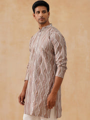 Silk Blend Kurtas with Mirror Work Embroidery ( KO 5265 Brown ) [FF] [I-1-4]