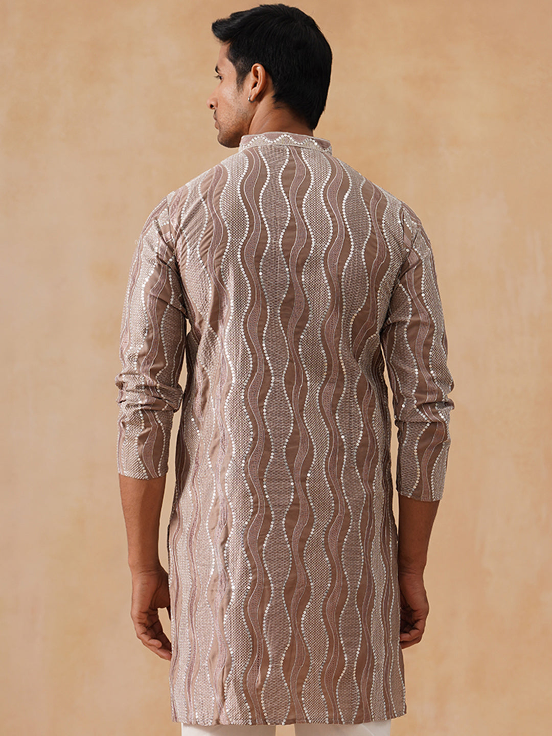 DesiQlo Men Abstract Kurta Only - Brown