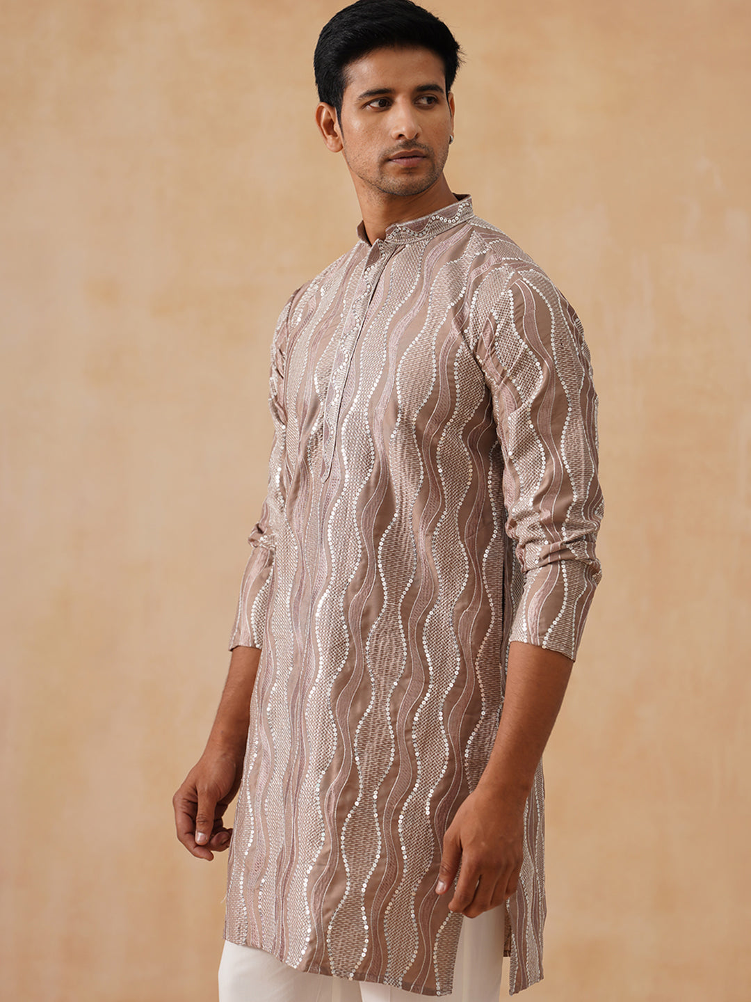 DesiQlo Men Abstract Kurta Only - Brown
