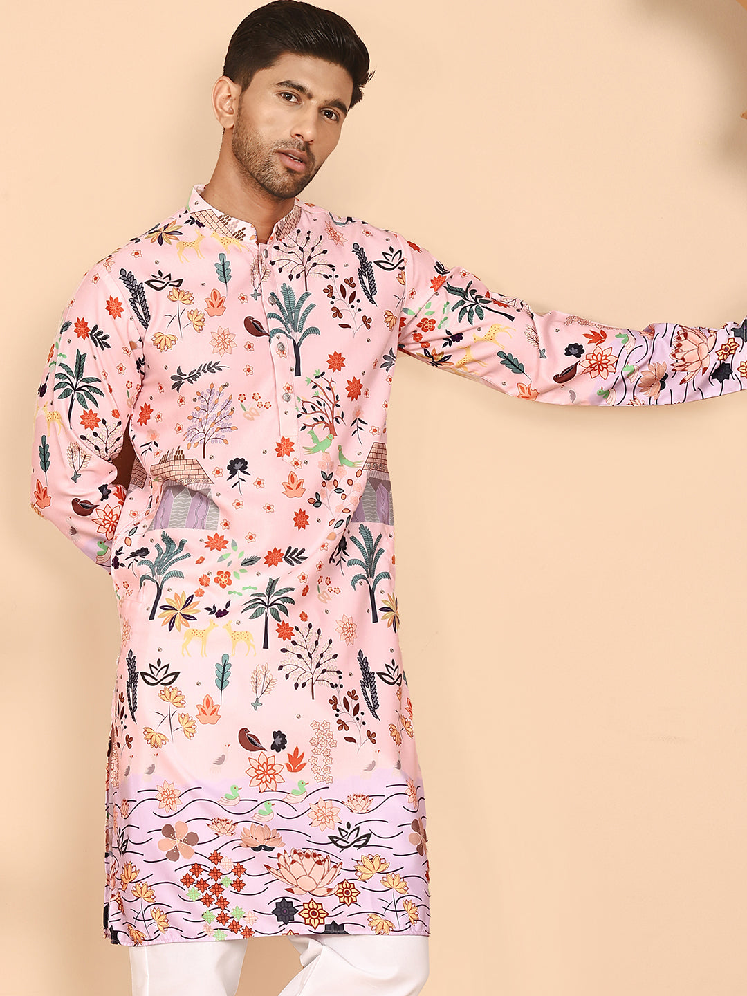 Multicolor Printed Kurtas with Artistic Design ( KO 5272 Peach ) [FF] [C-12]