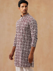 Classic Geometric Embroidered Kurtas ( KO 5279 Wine ) [FF] [B-7]