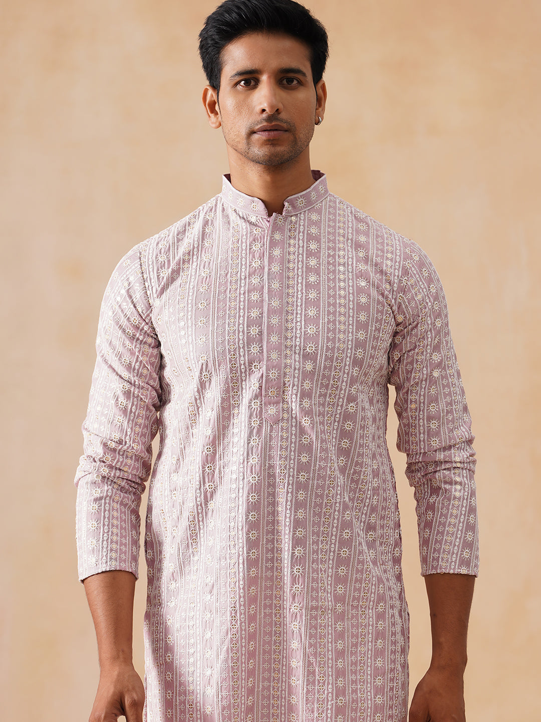 DesiQlo Men Geometric Kurta Only - Pink - KO_5280Magenta_S